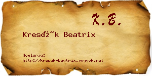 Kresák Beatrix névjegykártya